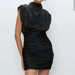 Babaton Aritzia Elegant Black Ruched Dress